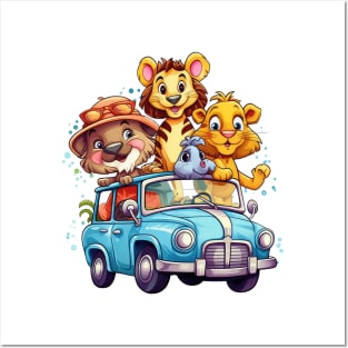 Animals Safari on Car #5 Posters and Art